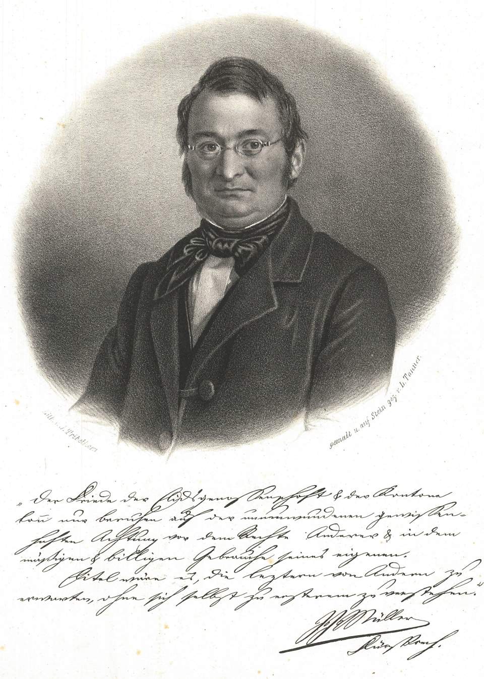 Porträt nebst Facsimile von J.J. Müller, Fürsprech.