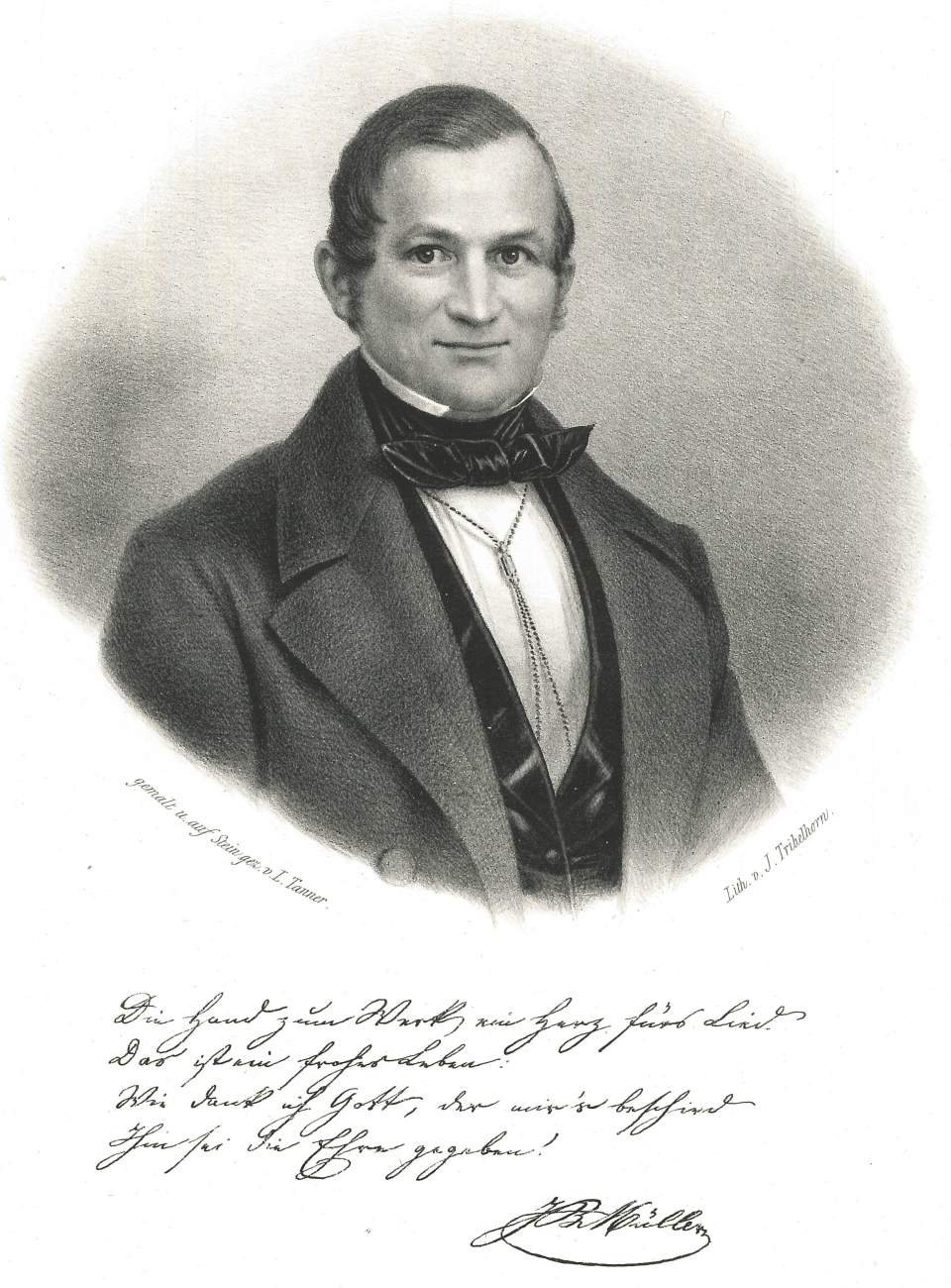 Porträt nebst Facsimile von J.B. Müller