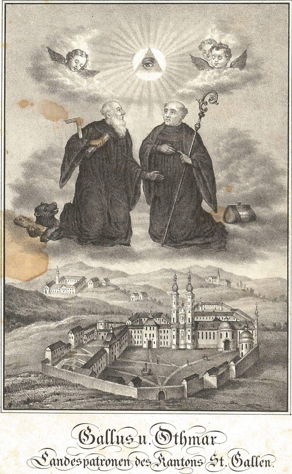 Lithografie, Gallus und Othmar, Landspatronen des Kantons St.Gallen