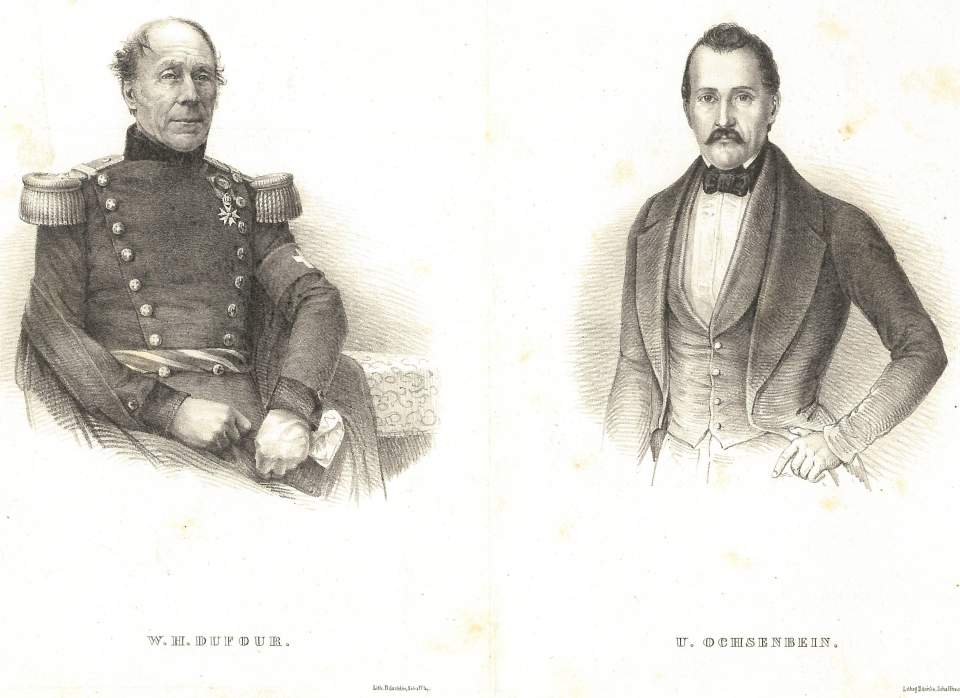 Porträt von W.H.Dufour und U. Ochsenbein.