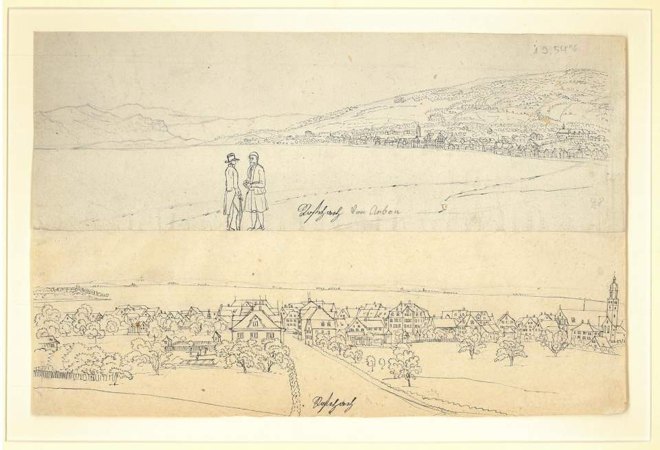 Rorschach, Ansichten von Arbon und Mariaberg aus, um 1835