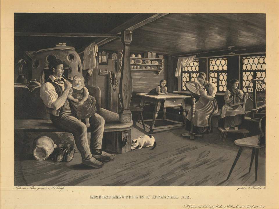 Eine Bauernstube im Kt. Appenzell A.R., um 1830