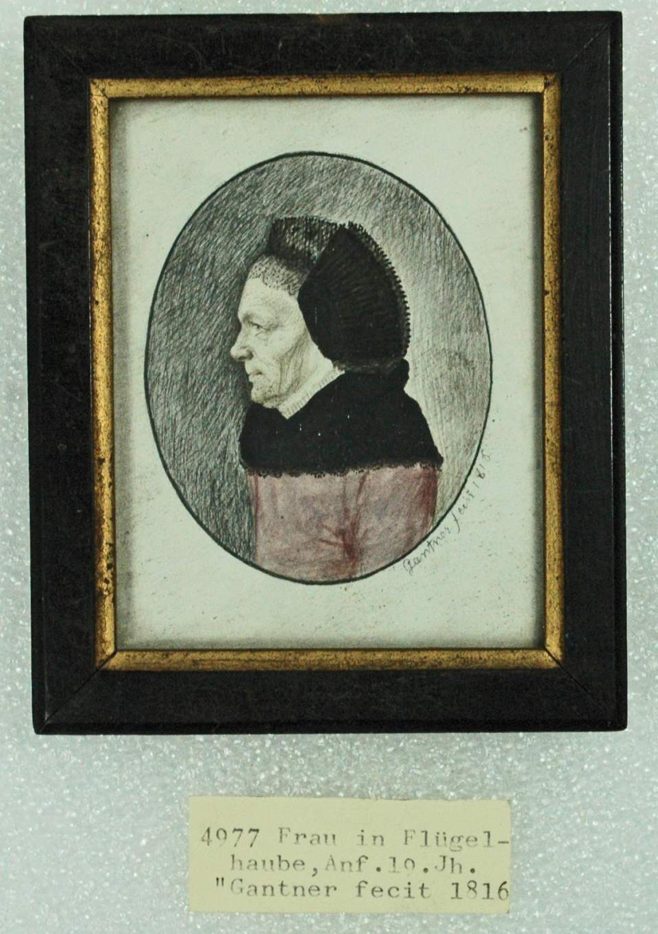 Bildnis einer unbekannten, alten Frau in Tracht (Miniatur)