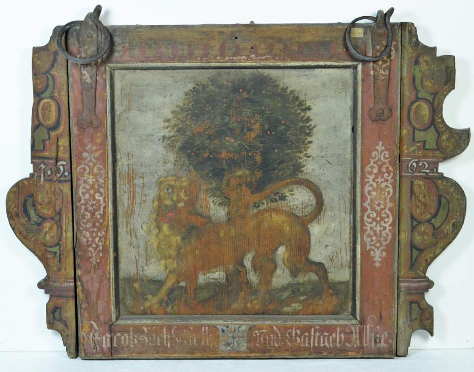 Wirtshausschild „Leuen“, Kriessern, Rheintal, 1662