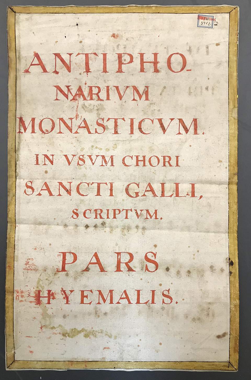 Titelblatt aus einem Antiphonarium in usum Chori sancti Galli scriptum