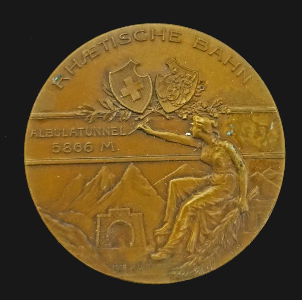 Medaille zum Durchschlag des Albula-Tunnels