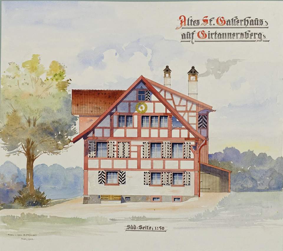 Ansicht des Schaffnerhauses auf dem Girtannersberg von der Front gegen Süden
