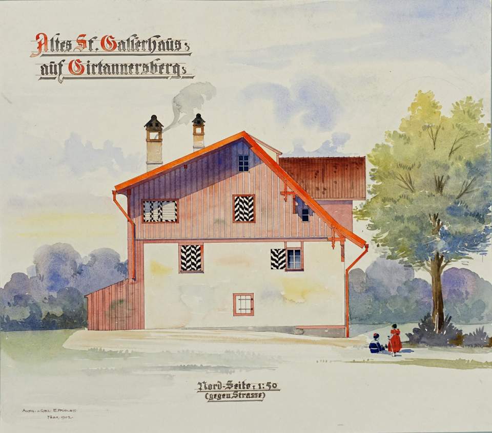 Ansicht des Schaffnerhauses auf dem Girtannersberg von der Nordseite (gegen d. Wienerbergstr.)