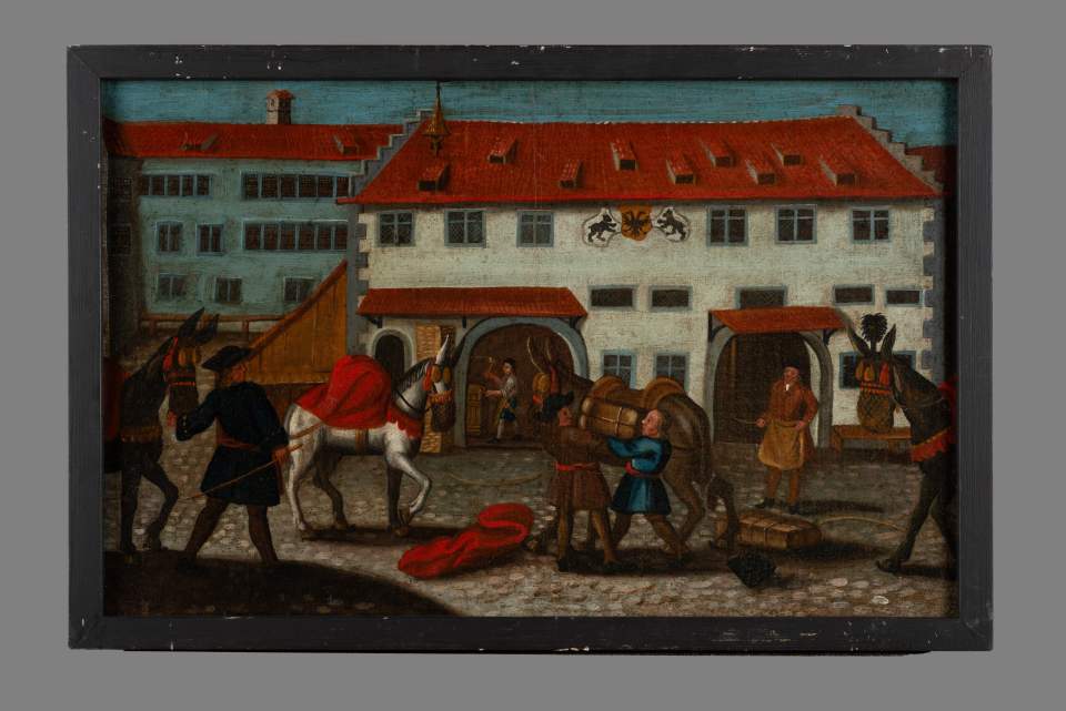 Verladen der Leinwand - Bild 11 aus Bilderfolge zur Leinwandherstellung (4 Bilder Strobel), Leinwandzyklus
