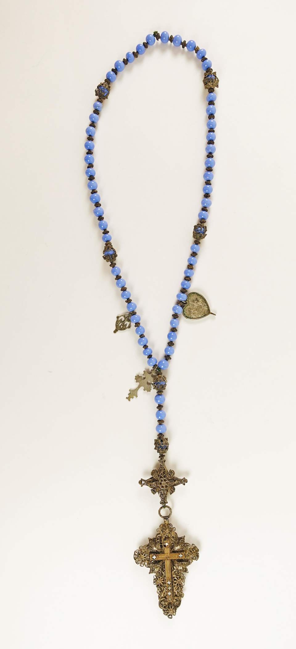 Rosenkranz, Paternoster mit Wallfahrtsmedaille, um 1820