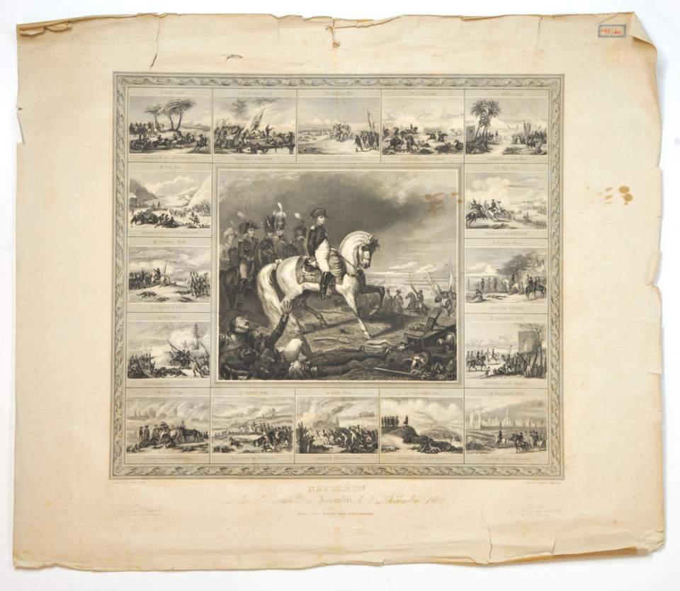 Stahlstich Napoleon in der Schlacht bei Austerlitz