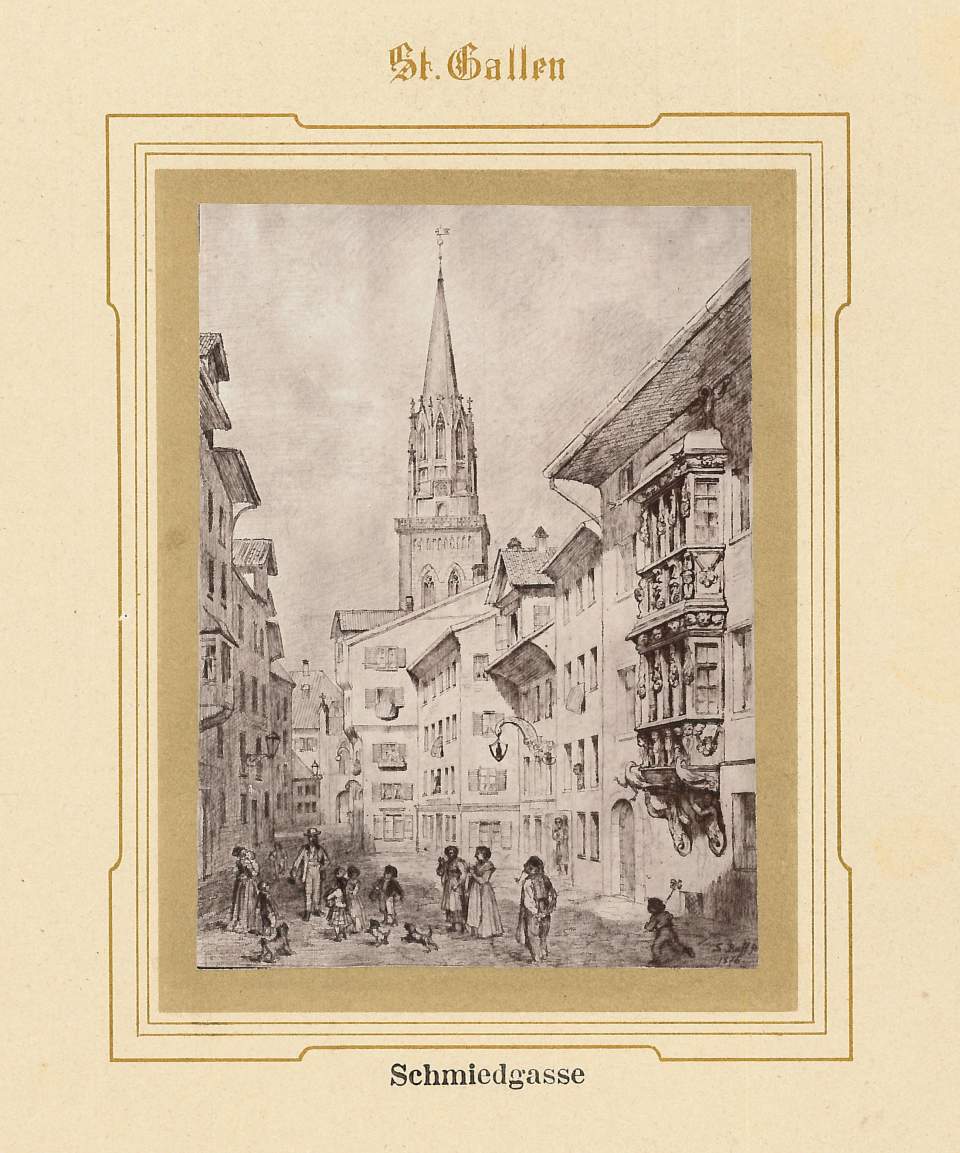 Reproduktion Zeichnung Schmiedgasse St.Gallen