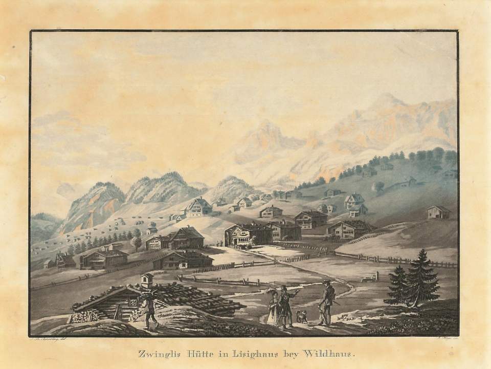 Ansicht Zwinglis Hütte in Lisighaus, Wildhaus