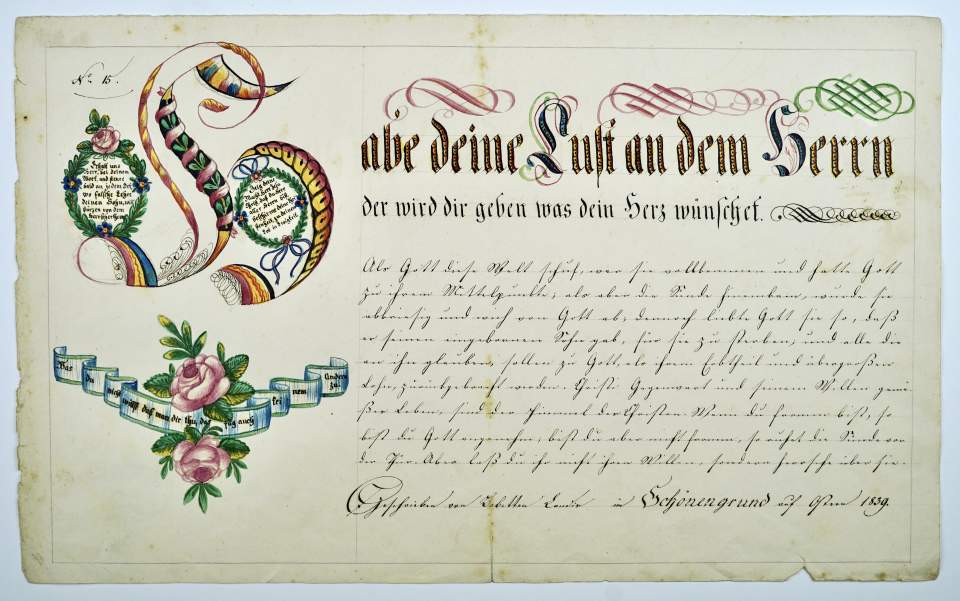 Osterschrift von Babette Landis in Schönengrund, Probeschrift