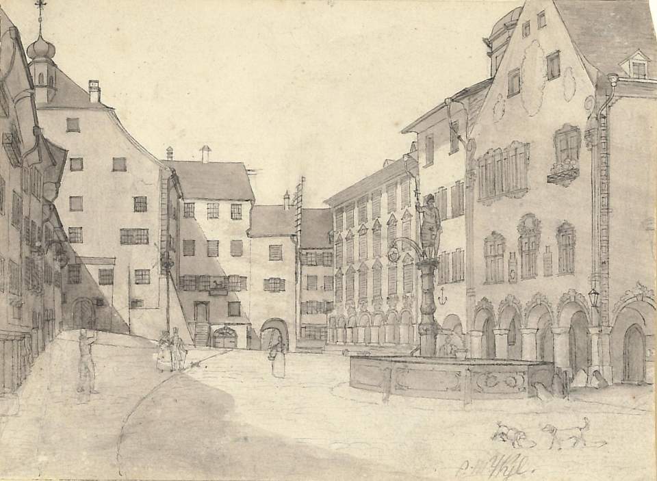Wil, Hofplatz mit Rathaus (Entwurfzeichnung)