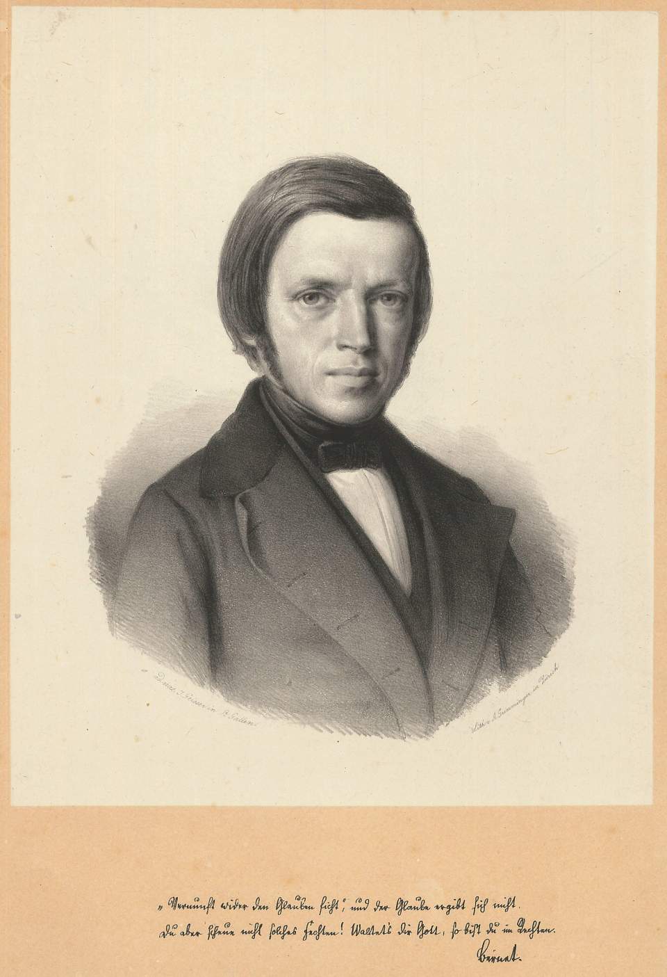 LIthografie  Porträt des jungen Bernet