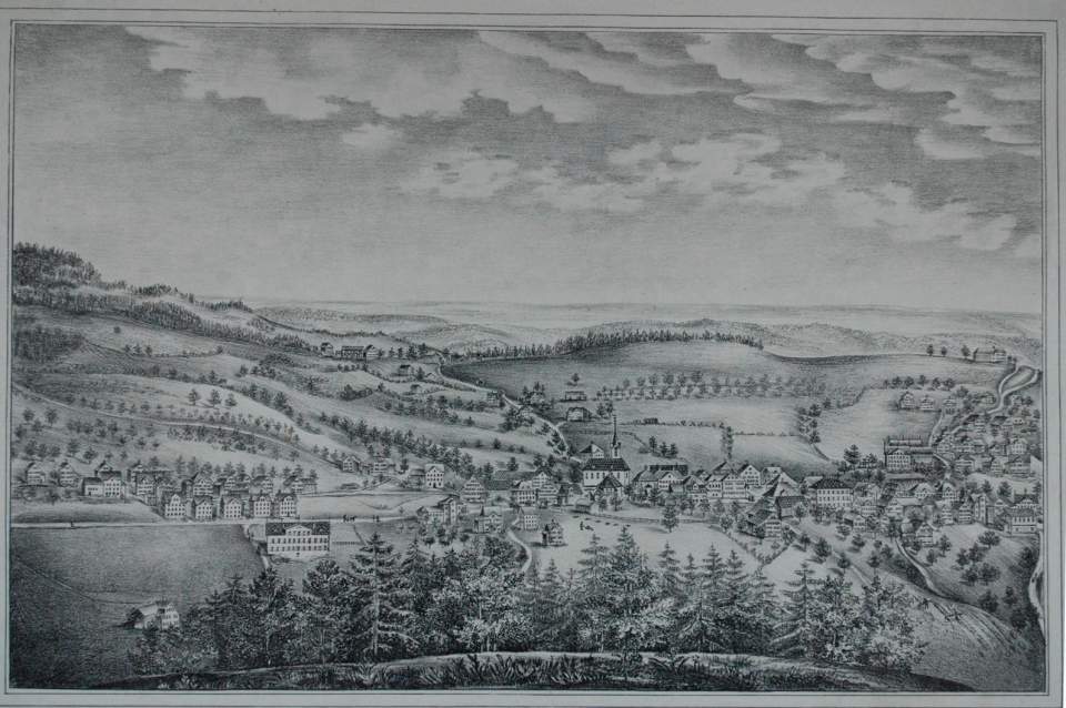 Lithografie, Ansicht von Degersheim