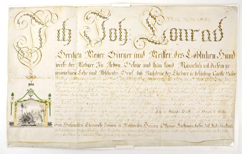Lehrbrief für Carl Schlumpf von Wattwil