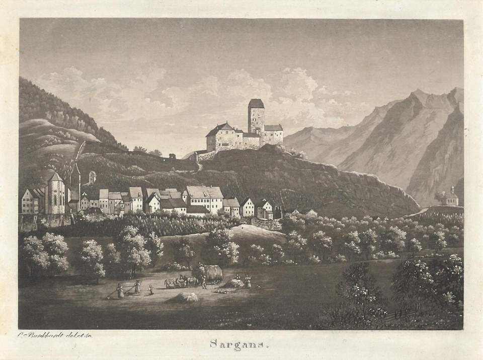 Ansicht Sargans mit Schloss
