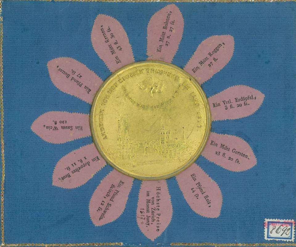 Medaille zum Andenken an die grosse Teuerung 1817, Hungerandenken, Teuerungsandenken

