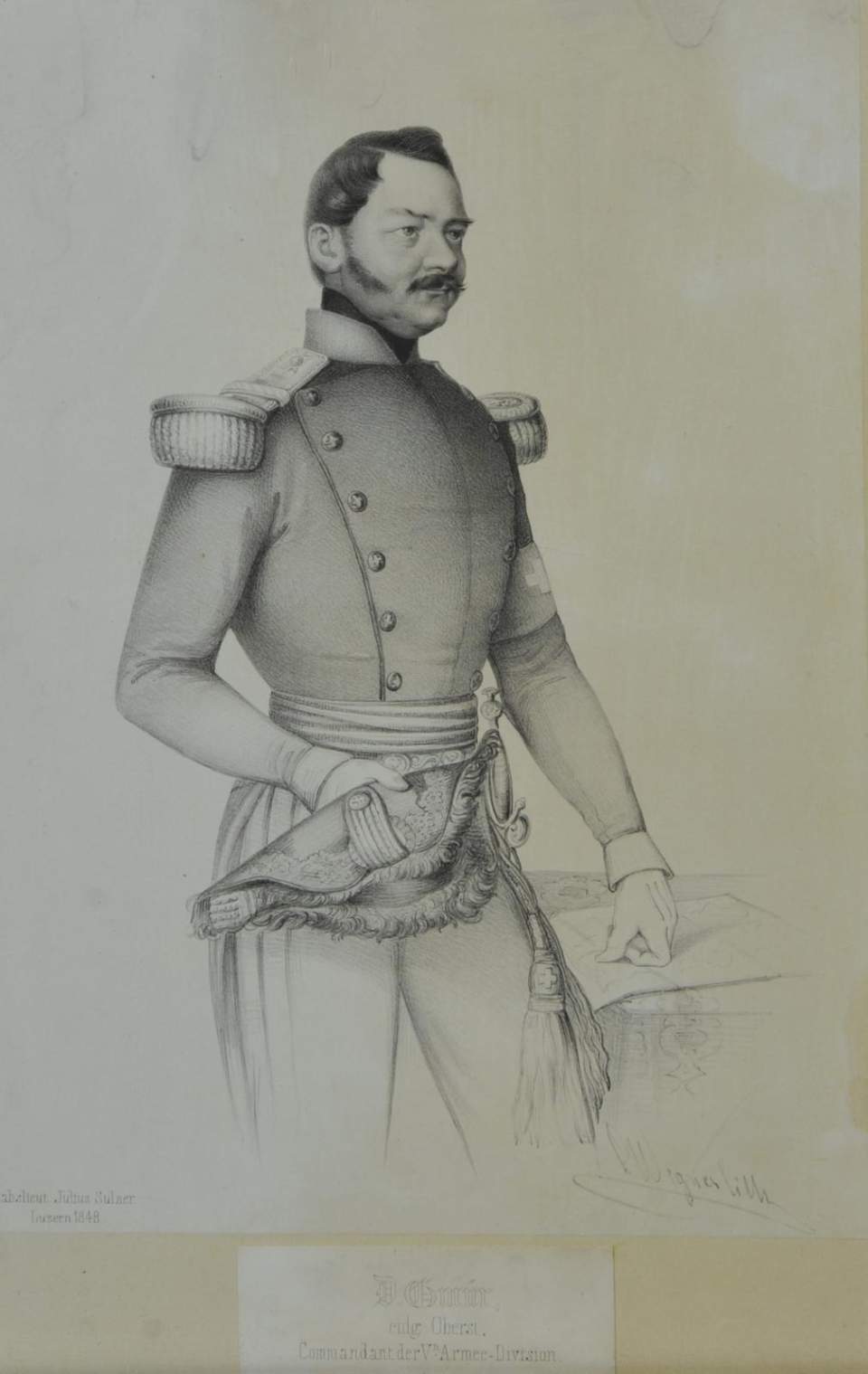 Lithographie, Oberst D. Gmür von Schänis