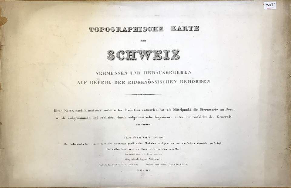 Topografische Karte der Schweiz, Dufour - Karte