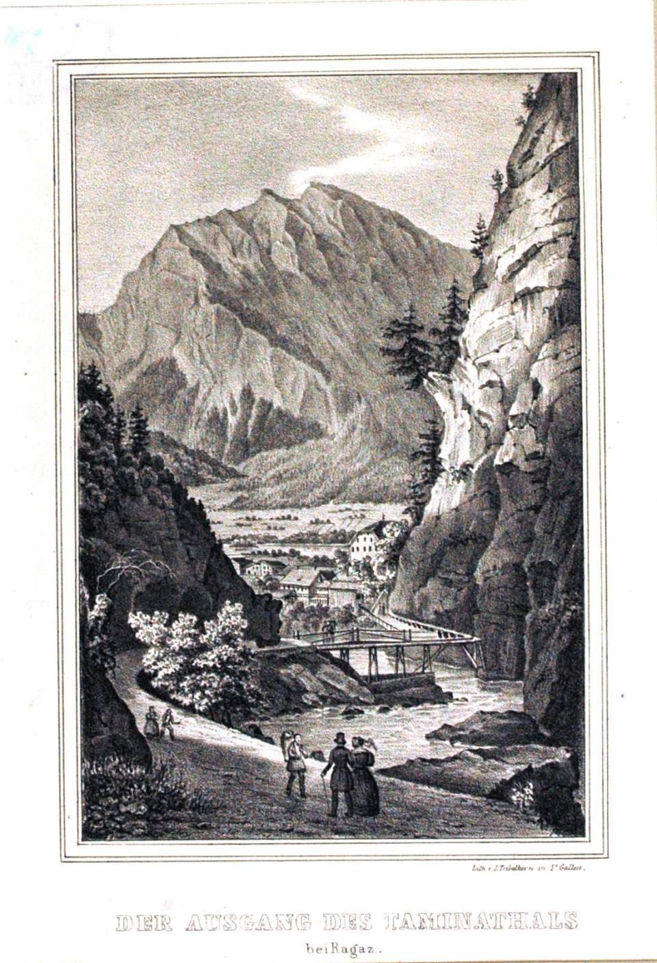 Ansicht, Der Ausgang des Taminatals bei Ragaz