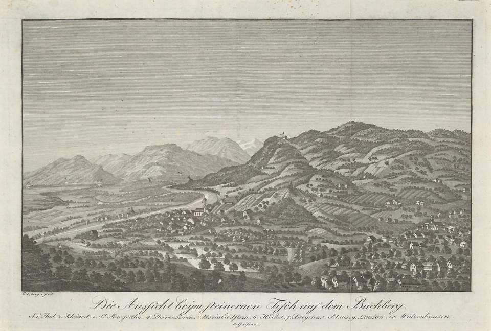 Aussicht vom Steinernen Tisch auf dem Buchberg, Thal