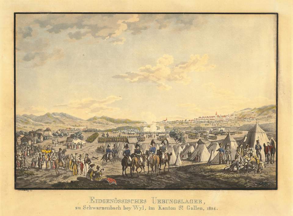 Stich, Ansicht drittes Eidgenössiches Übungslager, Schwarzenbach