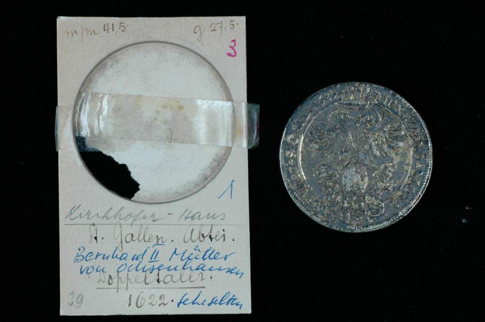 1 Doppeltaler (Fürstabt Bernhard Müller 1594-1630); St. Galler Münze