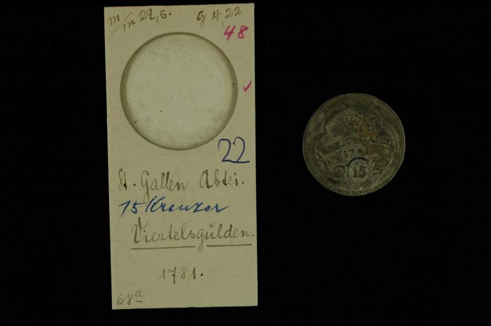 1 Viertelgulden (15 Kreuzer) (Fürstabt Beda Angehrn 1767-1796); St. Galler Münze