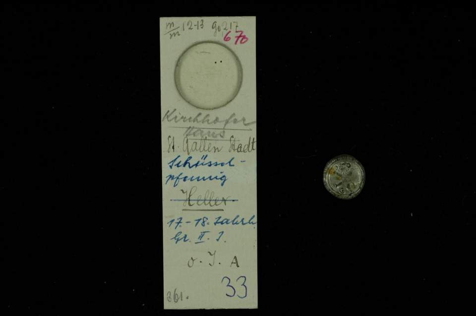 2 Pfennig (1/2 Kreuzer); Schüsselpfennig; St. Galler Münze