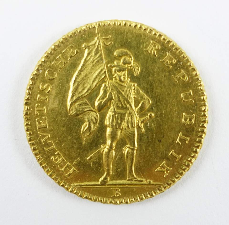 32 Franken (Doppelduplone); St. Galler Münze (Helvetische Republik)