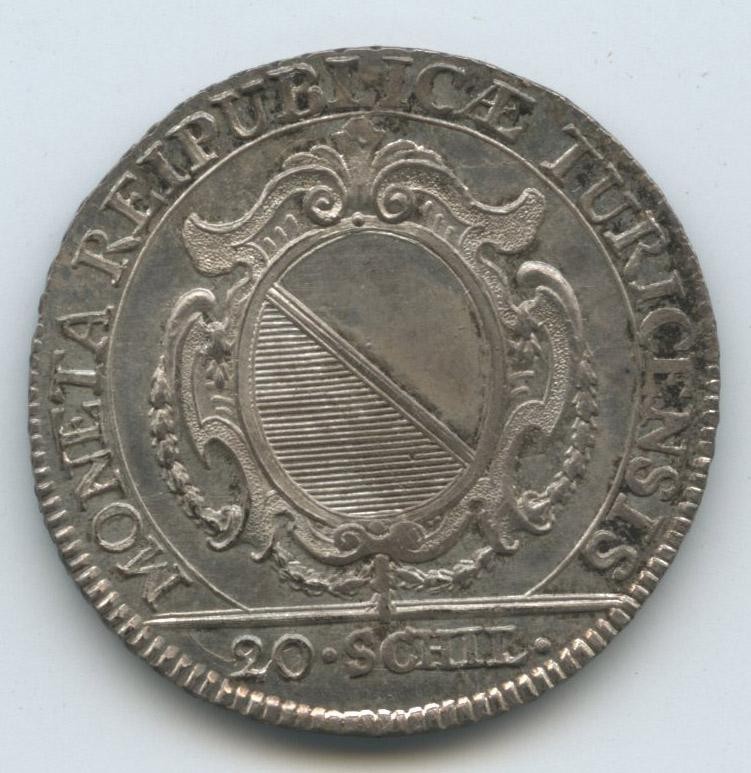 Münze, Zürcher 20 Schilling 1774