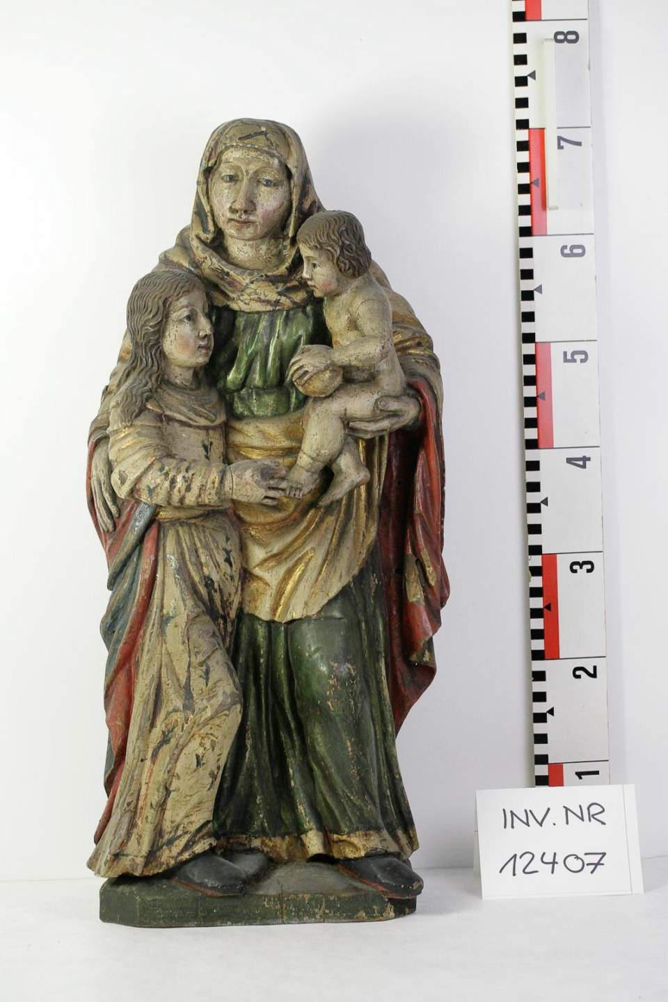 Statue, Heilige Anna selbdritt, Skulptur aus Ostschweizer Kirche