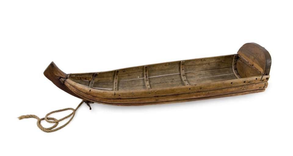 Modell einer Pulka, Boot-Schlitten, Rentierschlitten