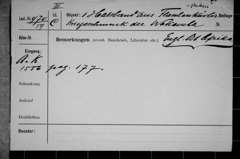 Halsband aus Flaschenkürbis, Kriegsschmuck der Kamba