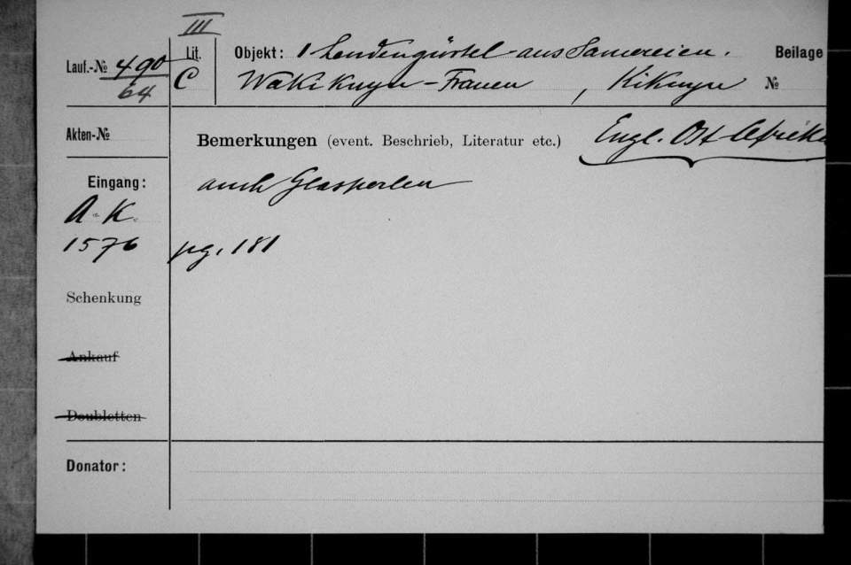 Lendengürtel aus Sämereien, Kikuyu-Frauen