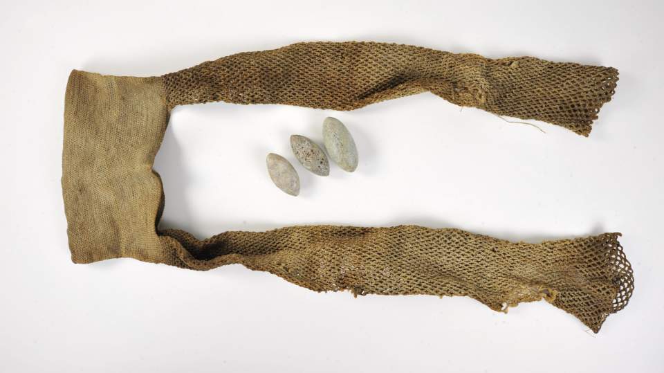 Schleuder, Schleudersteine, Tasche für Schleudersteine