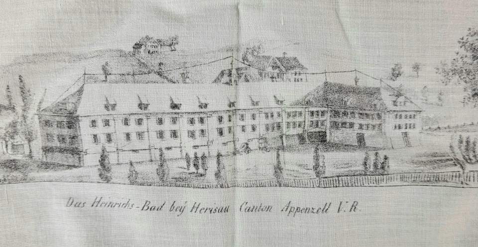 Souvenirtuch mit Ansicht Heinrichsbad
