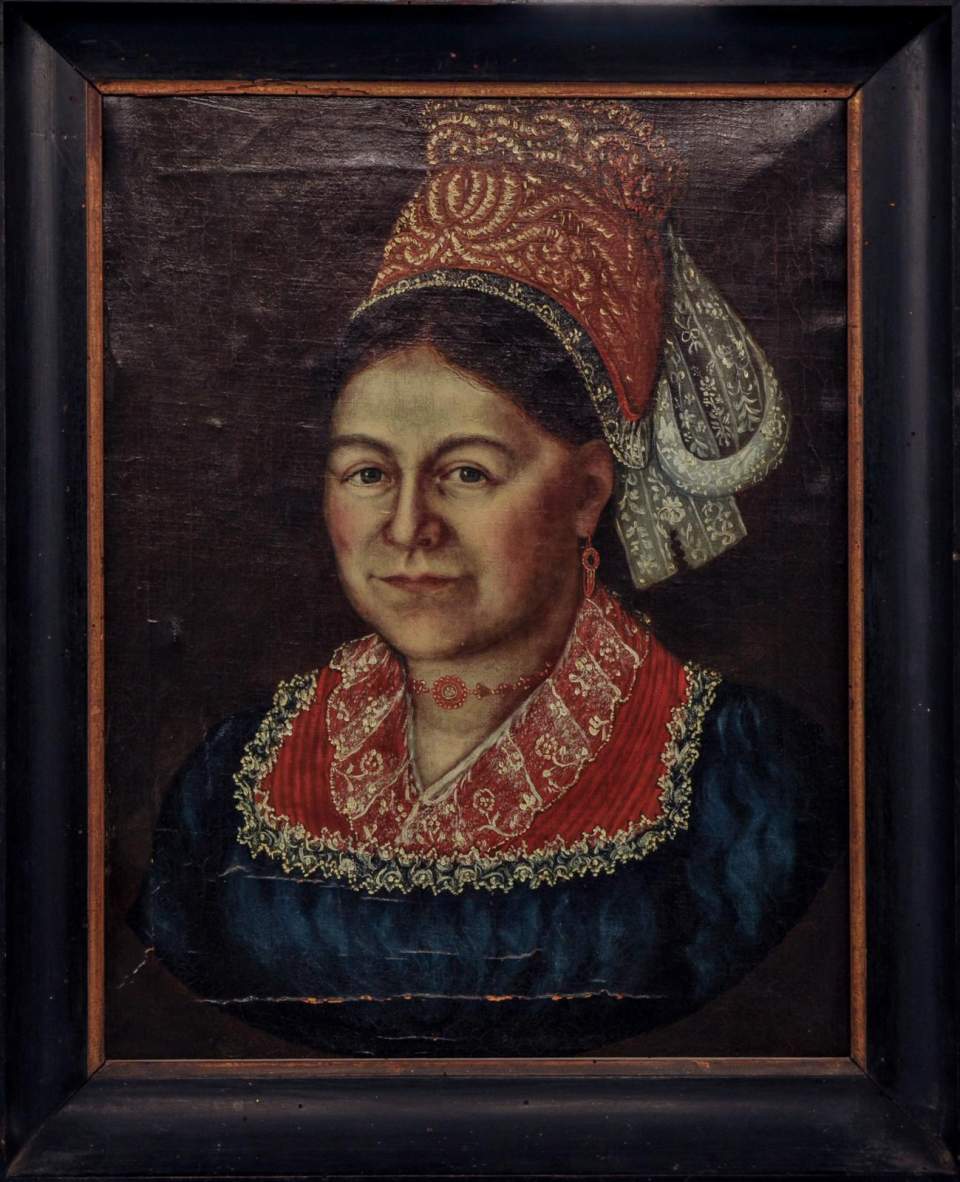 Porträt Anna Maria Baumgartner- Ruppaner, Bildnis, Rheintaler Tracht
