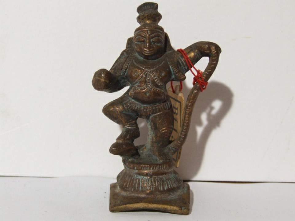 Kleine Götterfigur, Krishna mit Kalya