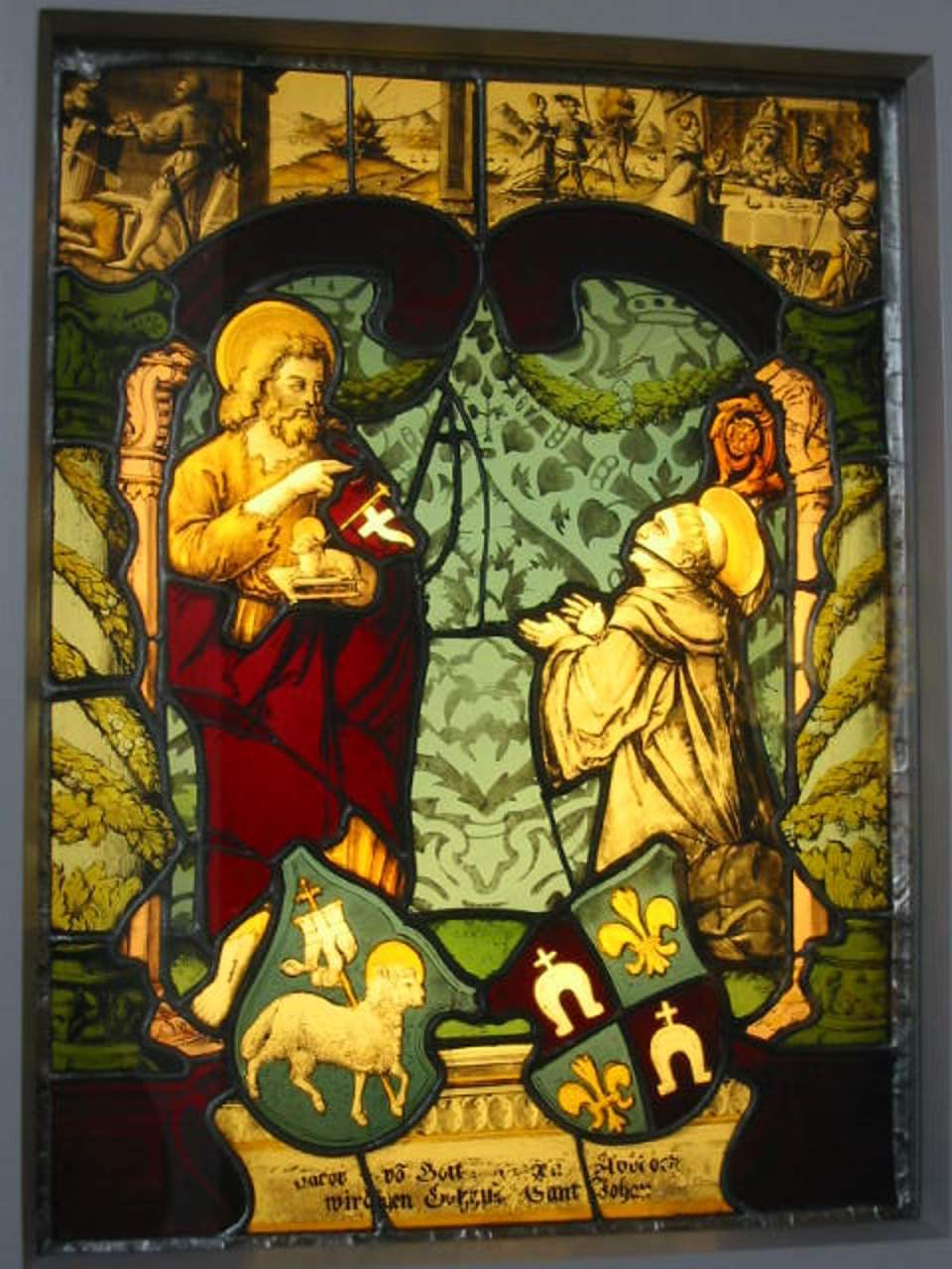 Wappenscheibe Kloster St.Johann im Thurtal und Abt Jacob (Johannes d. Täufer), Glasgemälde