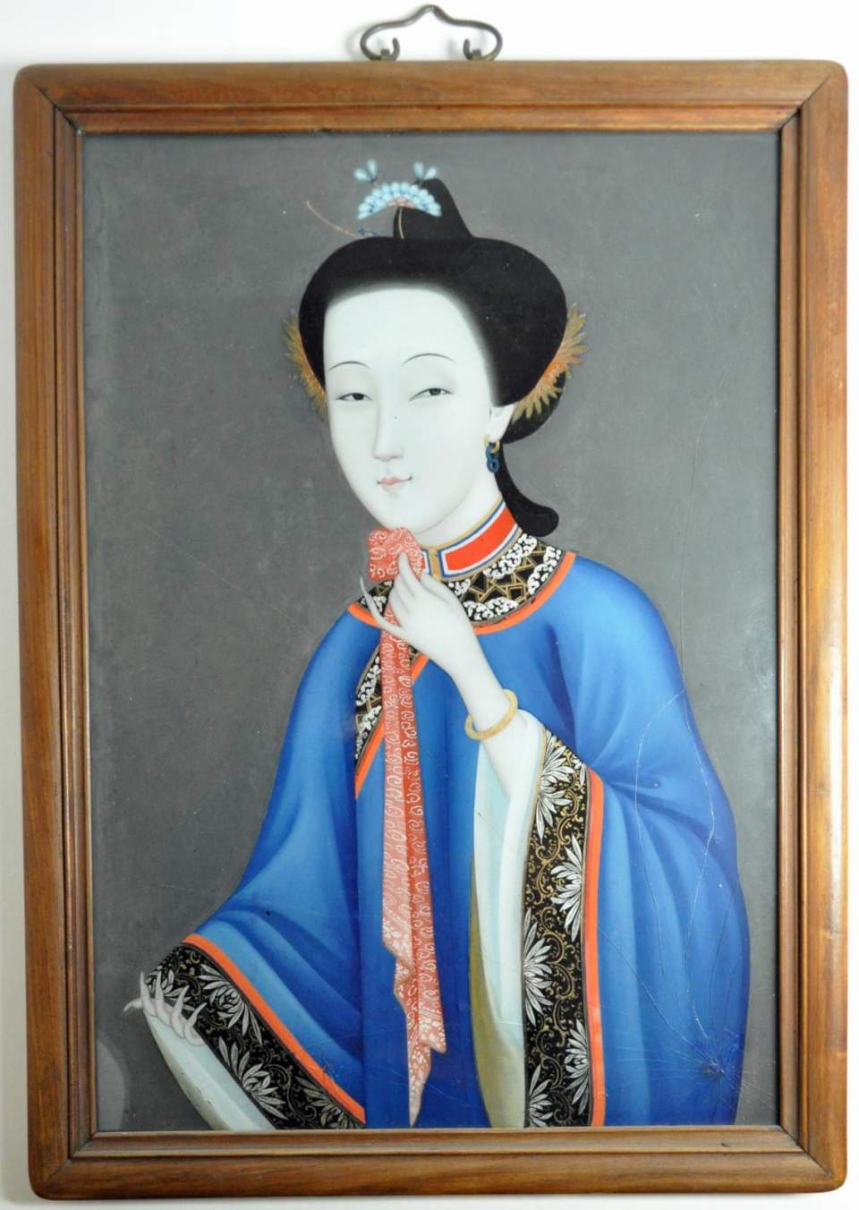 Hinterglasbild Vornehme Chinesin mit langen Fingernägeln