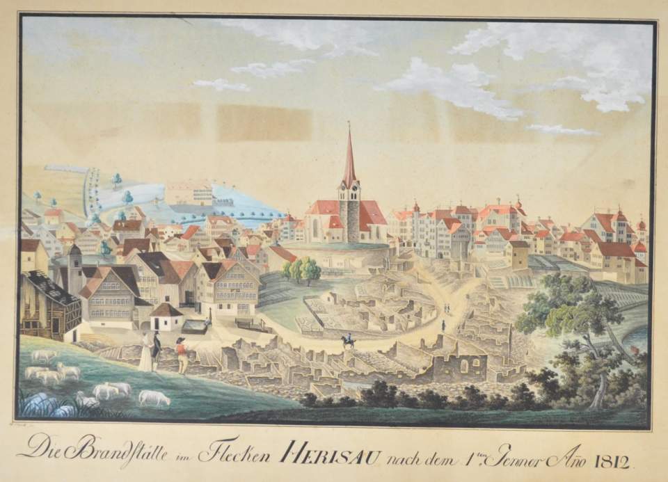 Ansicht der Brandstätte von Herisau