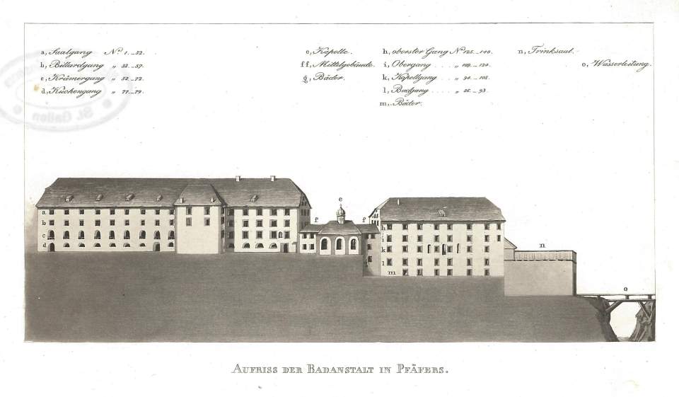Aufriss der Badanstalt in Pfäfers