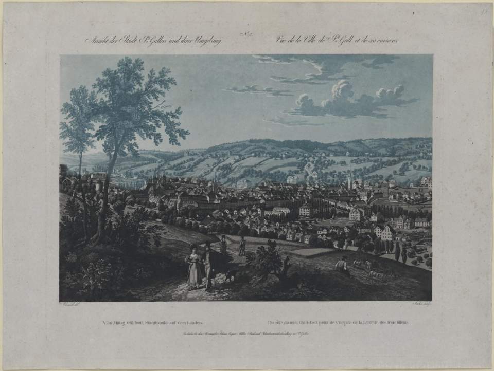 Ansicht der Stadt St. Gallen von Südosten, um 1835 / N° 3