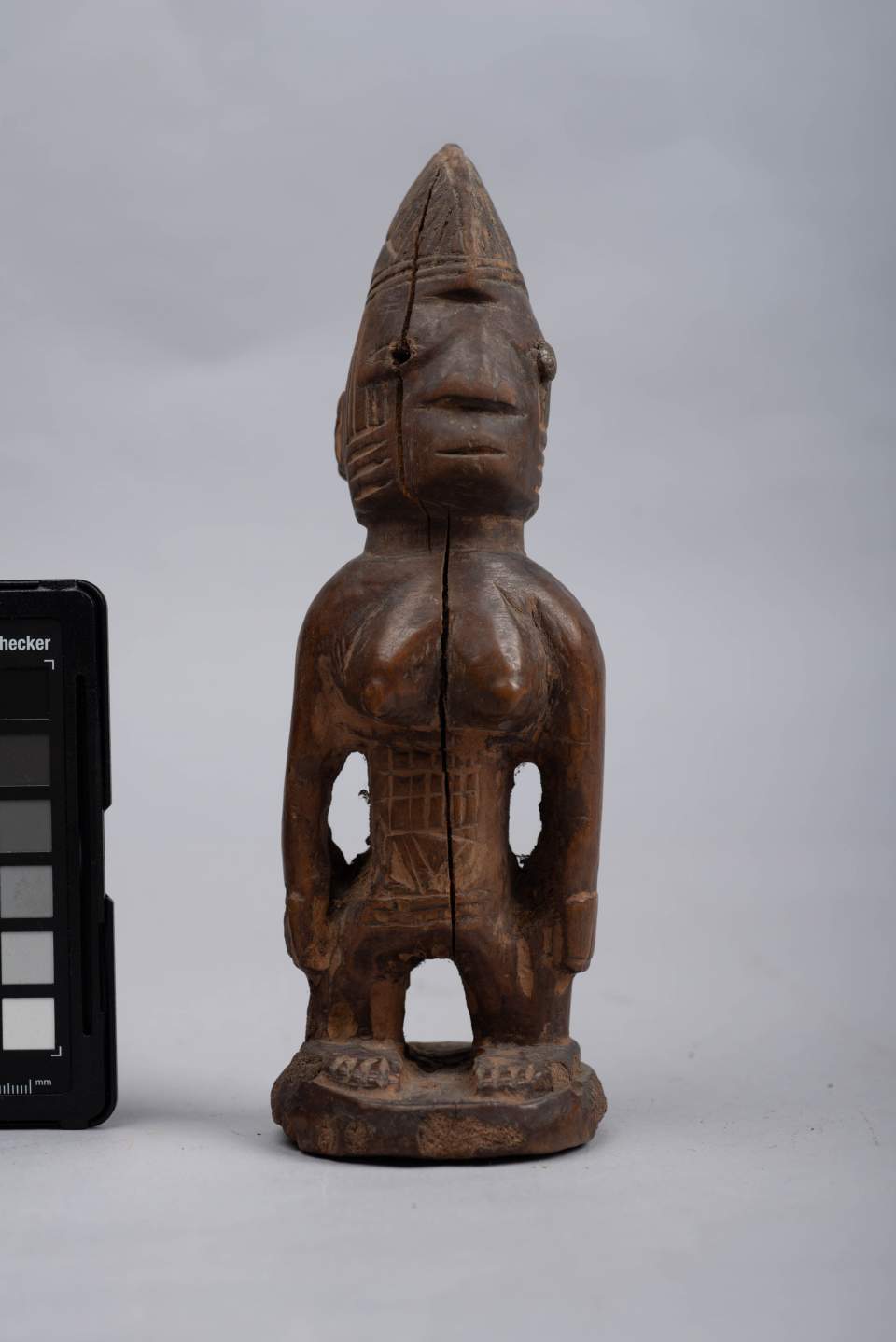 Holzfigur, Idebji-Figur, weiblich, Zwillingsfigur