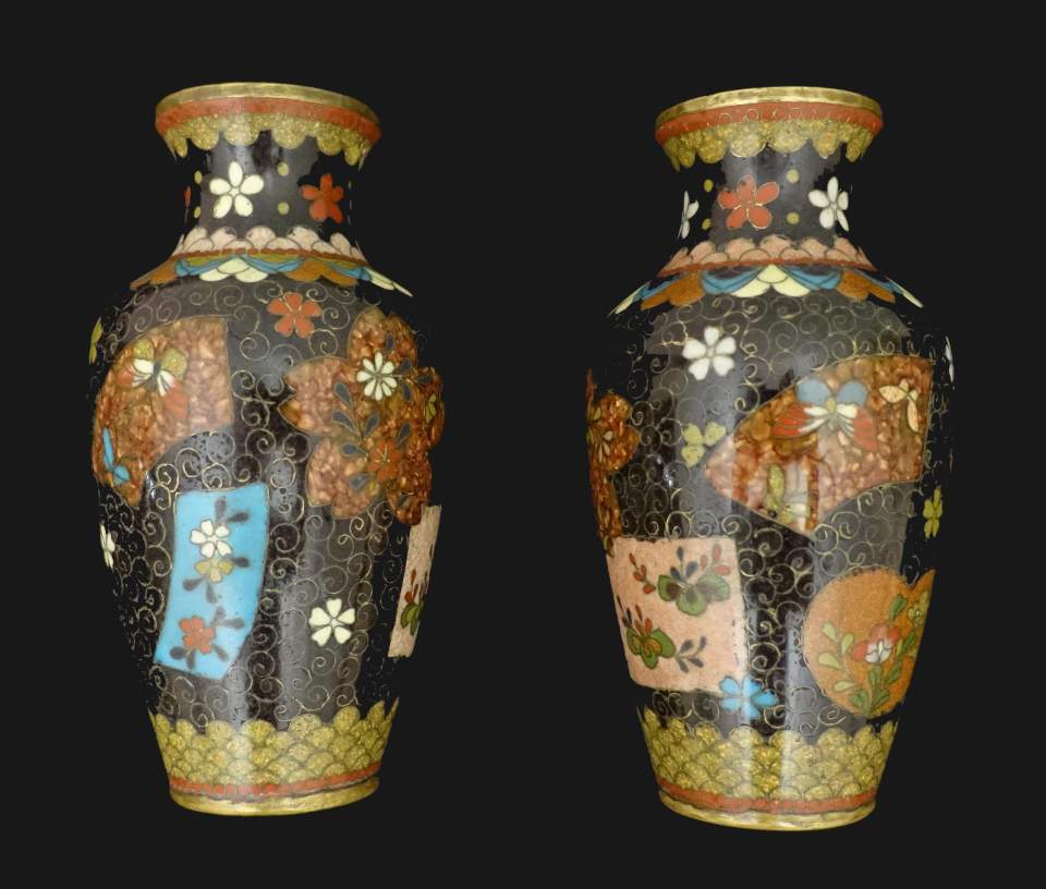 2 Vasen "émail cloisonné"