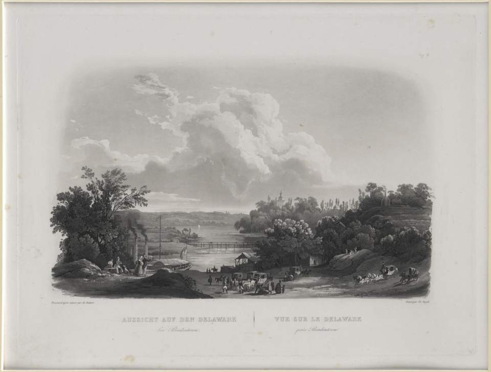 Ansicht auf den Delaware, Vignette, Karl Bodmer